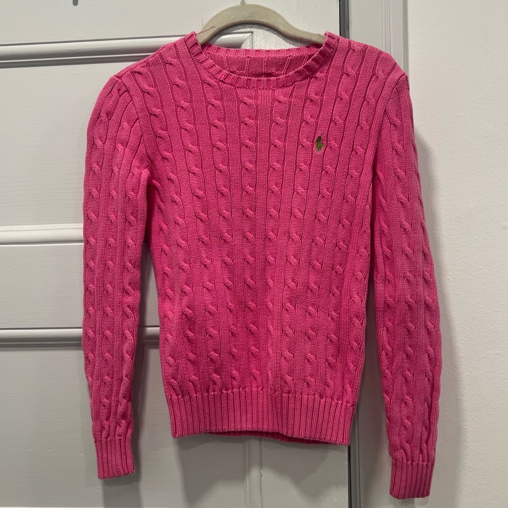 Pink Ralph Lauren Polo cable knit sweater